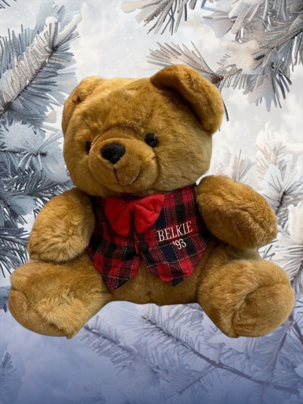 Belkie Bear Holiday Tradition 1993 Red Flannel Sweater